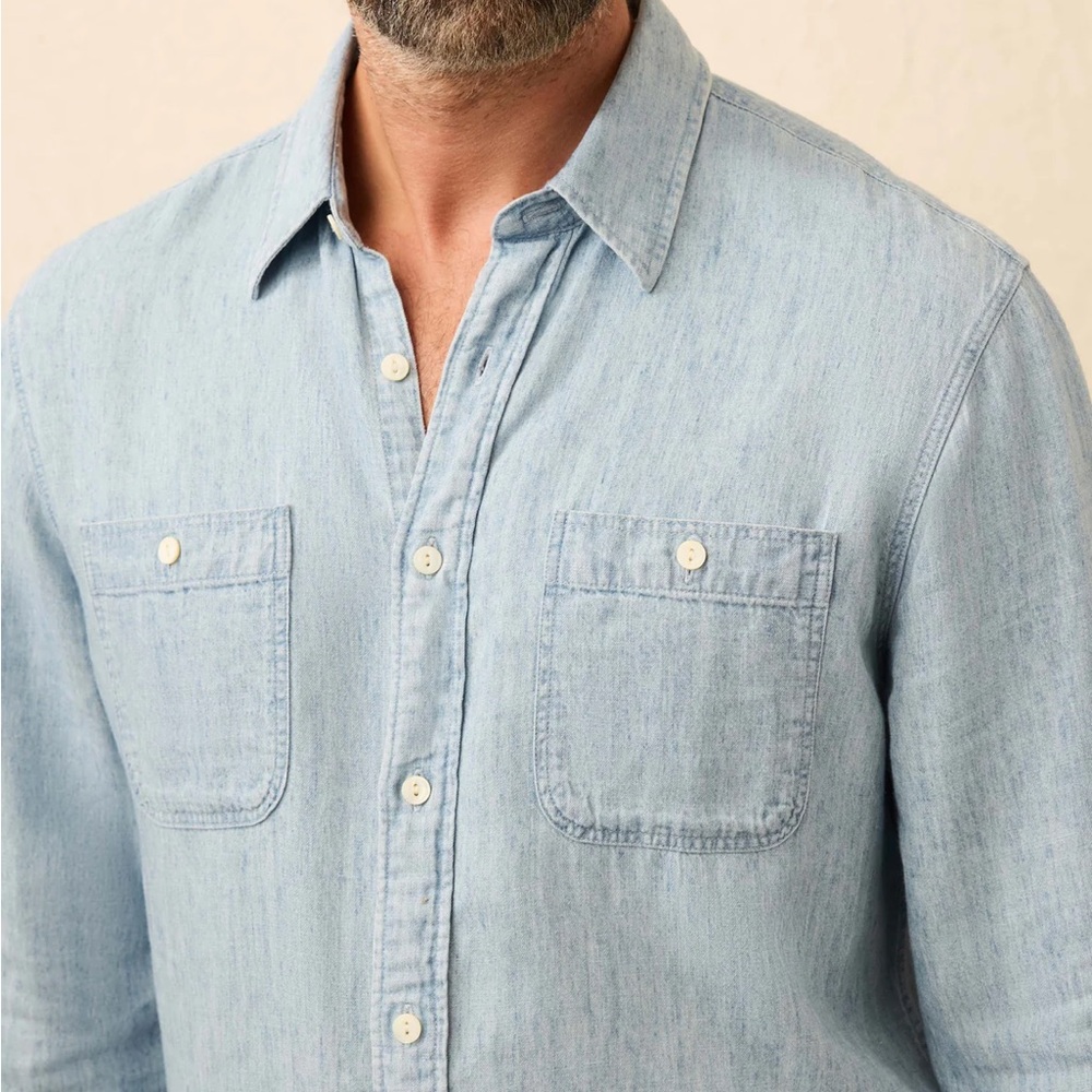 Faherty Tried & True Chambray Workshirt - Vintage Indigo